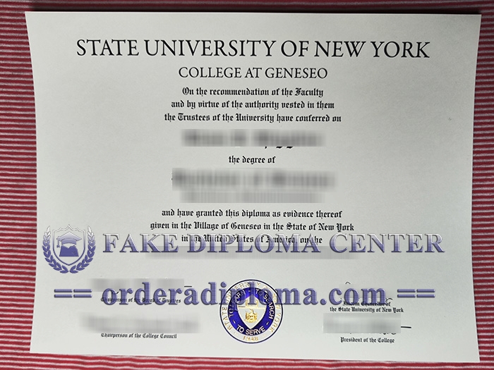 SUNY Geneseo diploma, College at Geneseo certificate,